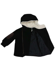 A1326B City Lined Zip up Jacket with Fur Lined Hood