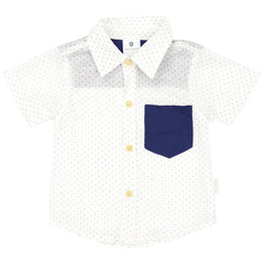 C1407W Smart Style White Shirt Polkadots